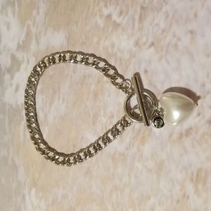 C 1946 Puffed Pearl Charm Toggle Bracelet